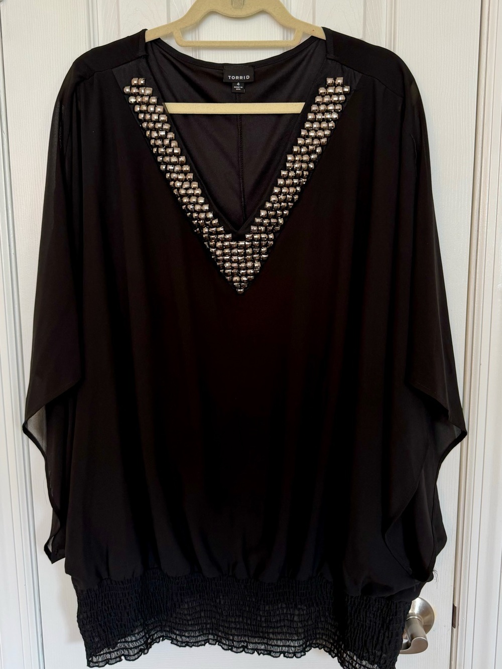 Torrid Black V-Neck Embellished Blouse